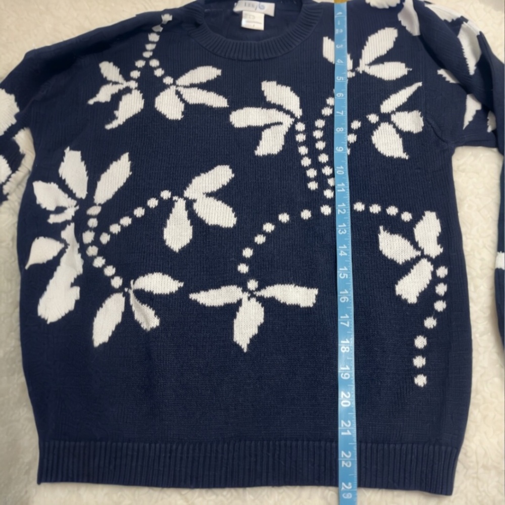 Vintage 90s Bleyle Ramie Cotton Sweater –Black Botanical Size M - Picture 6 of 9